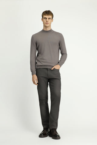  Orta Gri Melanj Yarım Balıkçı Yaka Regular Fit Pamuklu Kaşmirli Triko Kazak