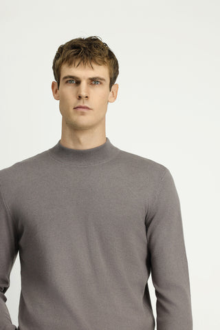  Orta Gri Melanj Yarım Balıkçı Yaka Regular Fit Pamuklu Kaşmirli Triko Kazak