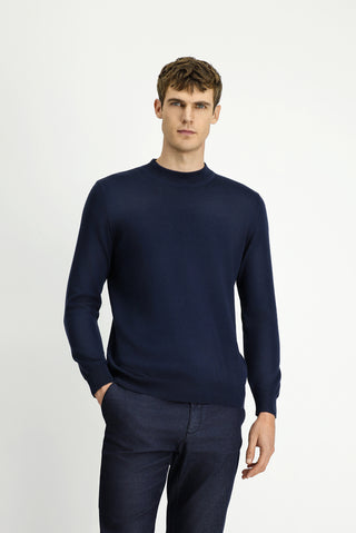  Koyu Lacivert Yarım Balıkçı Yaka Regular Fit Pamuklu Kaşmirli Triko Kazak