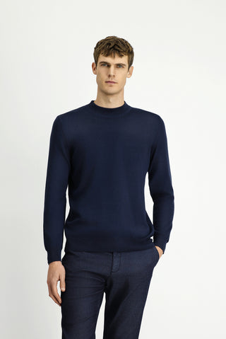  Koyu Lacivert Yarım Balıkçı Yaka Regular Fit Pamuklu Kaşmirli Triko Kazak