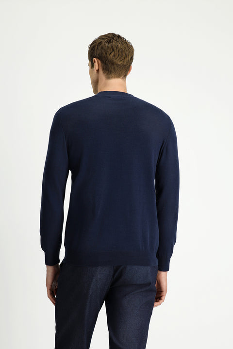 Koyu Lacivert Yarım Balıkçı Yaka Regular Fit Pamuklu Kaşmirli Triko Kazak