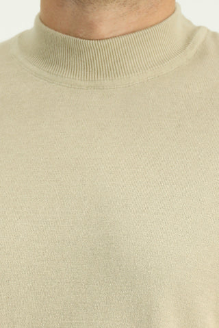  Orta Bej Yarım Balıkçı Yaka Regular Fit Pamuklu Kaşmirli Triko Kazak