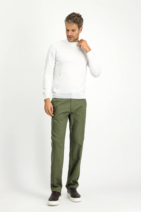 Kırık Beyaz Yarım Balıkçı Yaka Regular Fit Pamuklu Kaşmirli Triko Kazak