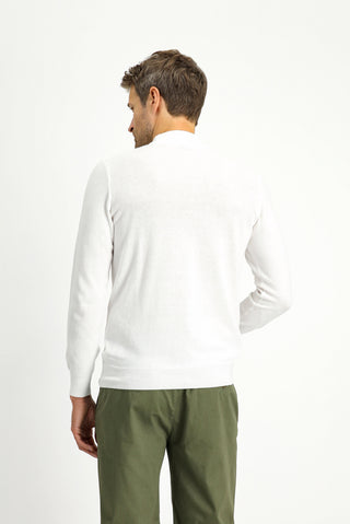  Kırık Beyaz Yarım Balıkçı Yaka Regular Fit Pamuklu Kaşmirli Triko Kazak