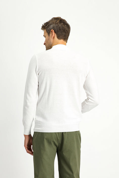 Kırık Beyaz Yarım Balıkçı Yaka Regular Fit Pamuklu Kaşmirli Triko Kazak