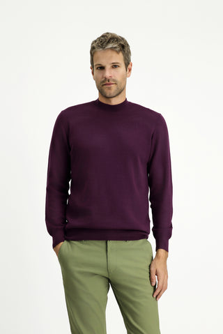  Koyu Bordo Yarım Balıkçı Yaka Regular Fit Pamuklu Kaşmirli Triko Kazak