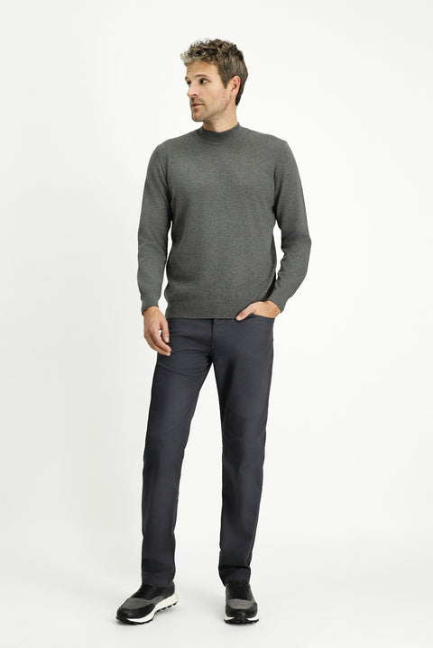 Orta Anrasit Melanj Yarım Balıkçı Yaka Regular Fit Pamuklu Kaşmirli Triko Kazak