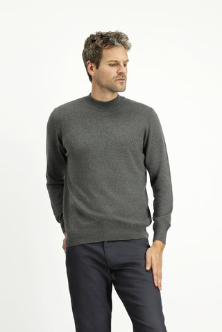  Orta Anrasit Melanj Yarım Balıkçı Yaka Regular Fit Pamuklu Kaşmirli Triko Kazak