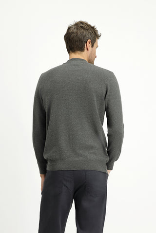  Orta Anrasit Melanj Yarım Balıkçı Yaka Regular Fit Pamuklu Kaşmirli Triko Kazak