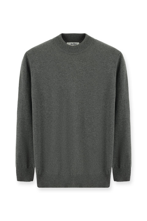 Orta Anrasit Melanj Yarım Balıkçı Yaka Regular Fit Pamuklu Kaşmirli Triko Kazak