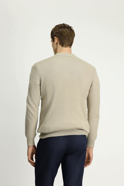 Orta Vizon Yarım Balıkçı Yaka Regular Fit Fermuarlı Kaşmirli Triko Kazak