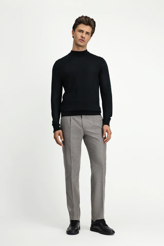  Siyah Yarım Balıkçı Yaka Regular Fit Yünlü Triko Kazak