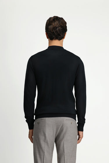 Siyah Yarım Balıkçı Yaka Regular Fit Yünlü Triko Kazak