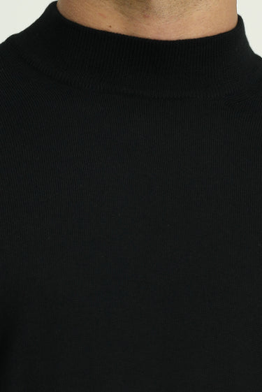 Siyah Yarım Balıkçı Yaka Regular Fit Yünlü Triko Kazak