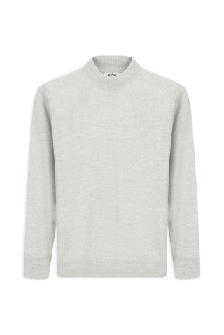  Açık Gri Melanj Yarım Balıkçı Yaka Regular Fit Yünlü Basic Örme Triko Kazak