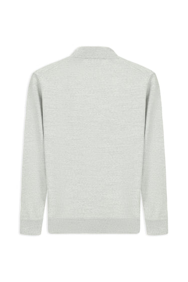 Açık Gri Melanj Yarım Balıkçı Yaka Regular Fit Yünlü Basic Örme Triko Kazak