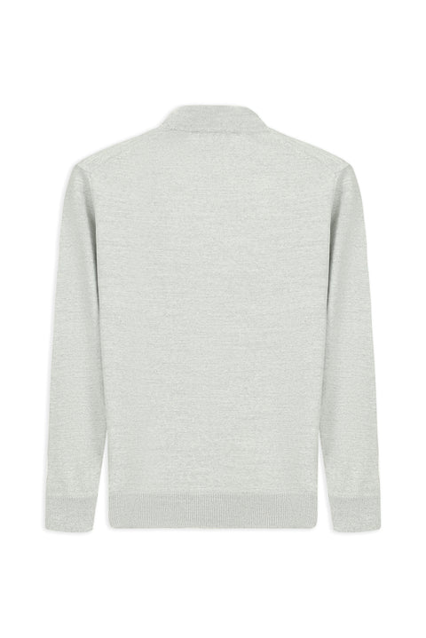 Açık Gri Melanj Yarım Balıkçı Yaka Regular Fit Yünlü Basic Örme Triko Kazak