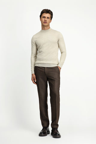  Açık Bej Yarım Balıkçı Yaka Regular Fit Yünlü Triko Kazak