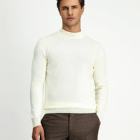 Ekru Yarım Balıkçı Yaka Regular Fit Yünlü Triko Kazak