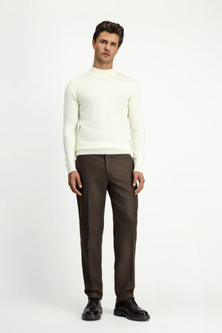  Ekru Yarım Balıkçı Yaka Regular Fit Yünlü Triko Kazak