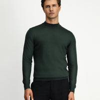 Asker Haki Yarım Balıkçı Yaka Regular Fit Yünlü Triko Kazak