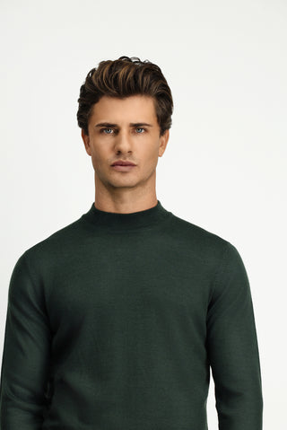  Asker Haki Yarım Balıkçı Yaka Regular Fit Yünlü Triko Kazak