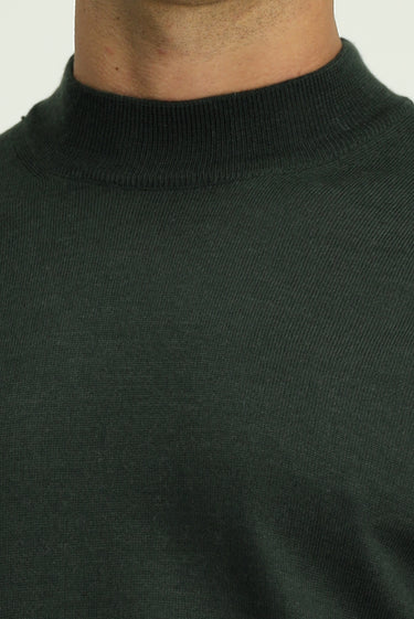 Asker Haki Yarım Balıkçı Yaka Regular Fit Yünlü Triko Kazak