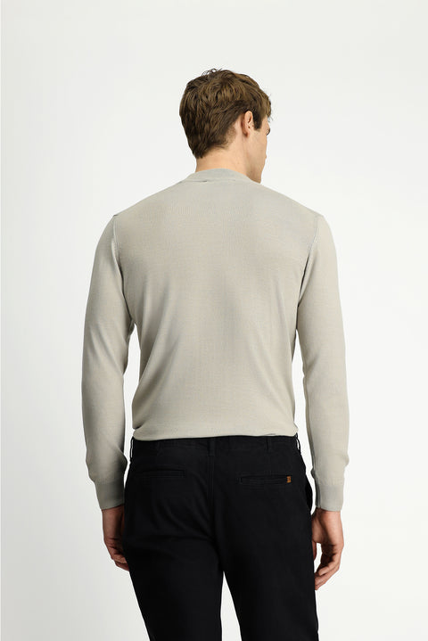 Taş Yarım Balıkçı Yaka Regular Fit Yünlü Basic Örme Triko Kazak