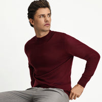 Koyu Bordo Yarım Balıkçı Yaka Regular Fit Yünlü Triko Kazak