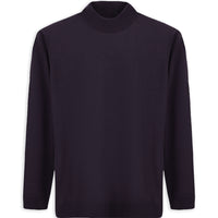 Koyu Mor Yarım Balıkçı Yaka Regular Fit Yünlü Örme Triko Kazak