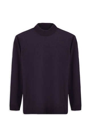  Koyu Mor Yarım Balıkçı Yaka Regular Fit Yünlü Örme Triko Kazak