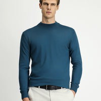 Koyu Yeşil Yarım Balıkçı Yaka Regular Fit Yünlü Basic Örme Triko Kazak