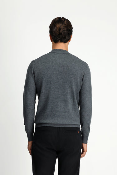 Orta Anrasit Melanj Yarım Balıkçı Yaka Regular Fit Yünlü Triko Kazak