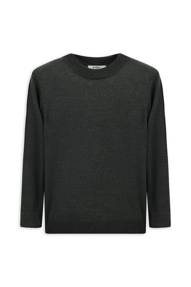 Orta Anrasit Melanj Yarım Balıkçı Yaka Regular Fit Yünlü Triko Kazak