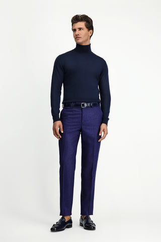  Koyu Lacivert Balıkçı Yaka Regular Fit Yünlü Triko Kazak