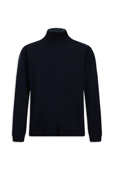 Koyu Lacivert Balıkçı Yaka Regular Fit Yünlü Triko Kazak