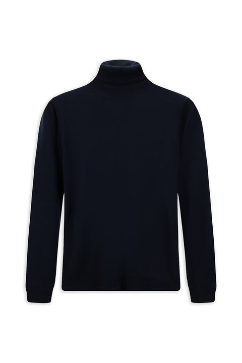 Koyu Lacivert Balıkçı Yaka Regular Fit Sıcak Tutan Yünlü Triko Kazak