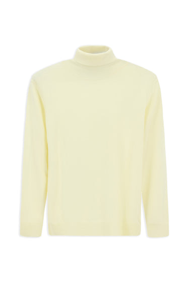 Ekru Balıkçı Yaka Regular Fit Yünlü Triko Kazak