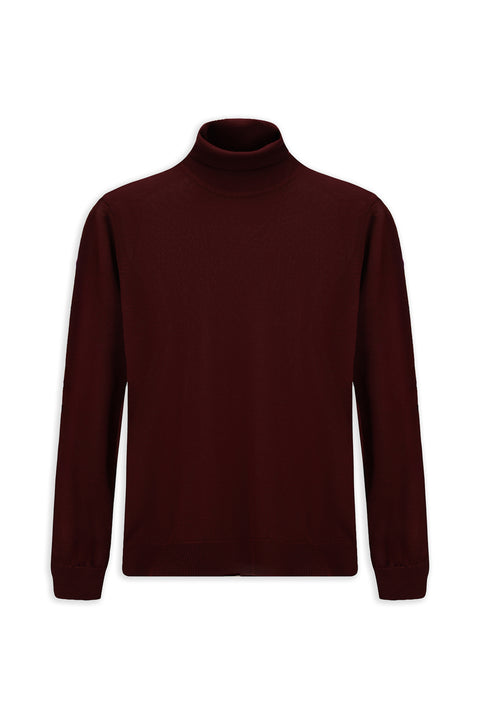 Koyu Bordo Balıkçı Yaka Regular Fit Sıcak Tutan Yünlü Triko Kazak