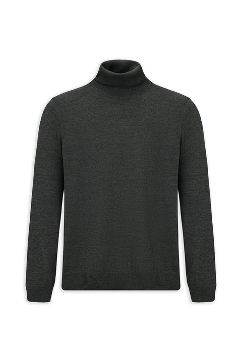 Orta Anrasit Melanj Balıkçı Yaka Regular Fit Sıcak Tutan Yünlü Triko Kazak