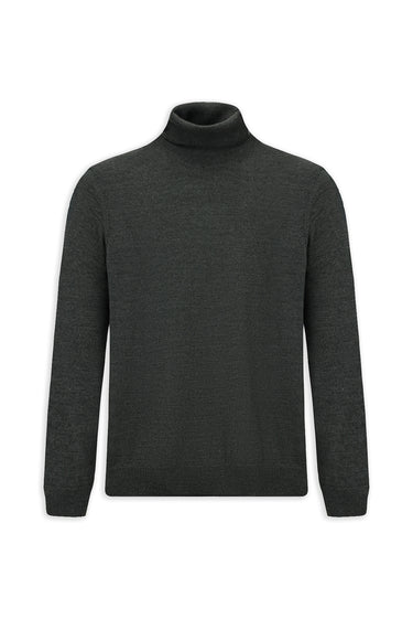 Orta Anrasit Melanj Balıkçı Yaka Regular Fit Yünlü Triko Kazak