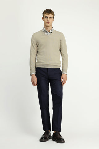  Orta Vizon V Yaka Regular Fit Pamuklu Kaşmirli Triko Kazak