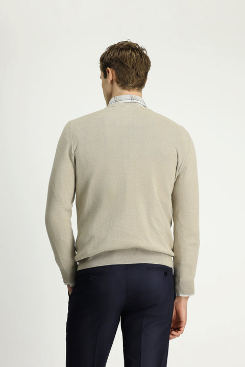 Orta Vizon V Yaka Regular Fit Pamuklu Kaşmirli Triko Kazak