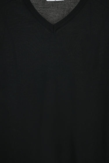  Siyah V Yaka Regular Fit Yünlü Basic Örme Triko Kazak