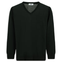 Military Khaki V-Neck Regular Fit Warm Wool Knit Sweater