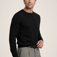 Black Crew Neck Regular Fit Knitted Sweater