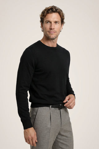  Siyah Bisiklet Yaka Regular Fit Triko Kazak