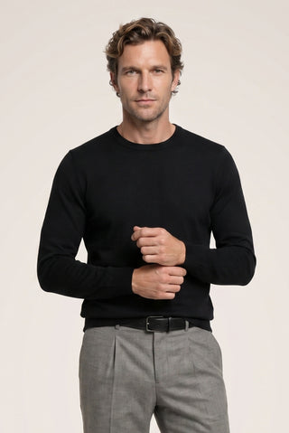  Siyah Bisiklet Yaka Regular Fit Triko Kazak