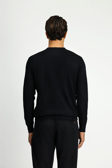 Siyah Bisiklet Yaka Regular Fit Triko Kazak