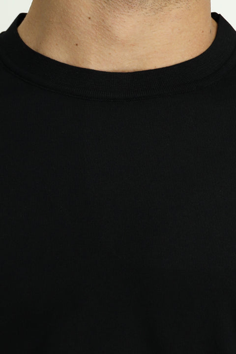 Siyah Bisiklet Yaka Regular Fit Triko Kazak